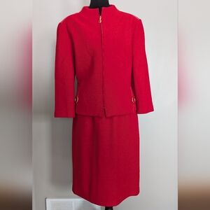 St. John Collection Vibrant Red Skirt Set